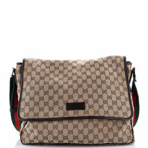 Gucci Medium Web Strap Flap Messenger GG Canvas